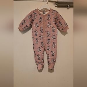 Disney Baby Minnie Mouse One Piece Footie - Pink and Gray